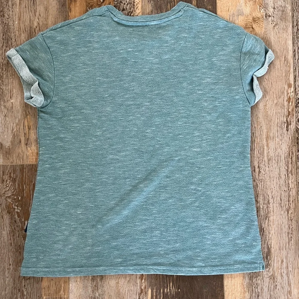 Southern Shirt Womens Muted Teal Heather Short Cuffed Rolled Sleeve Tee Medium